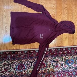 Vineyard Vines Burgundy Long Sleeve Heather Whale Hoodie Pocket Tee